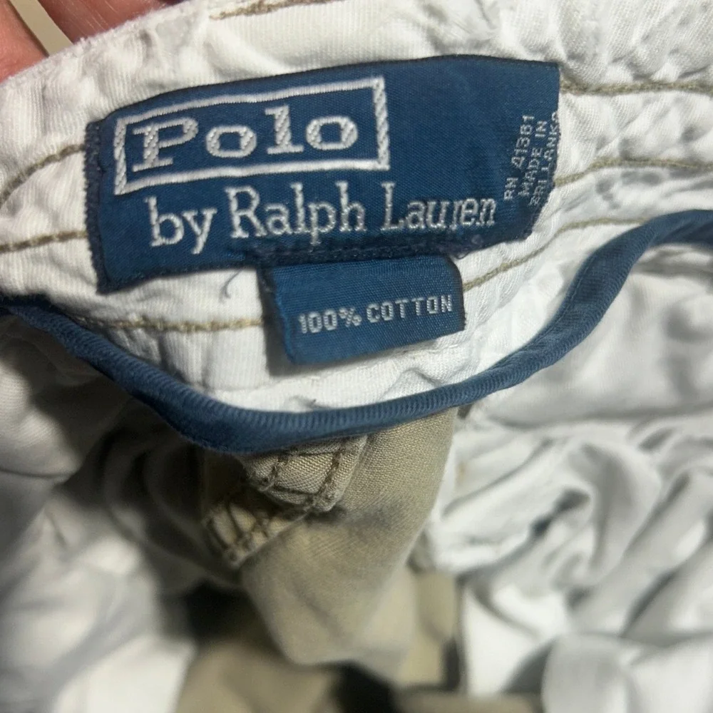 Vintage Polo Ralph Lauren Mens Cargo Shorts Khaki Tan Grunge Sz 36 VTG 6 Pockets